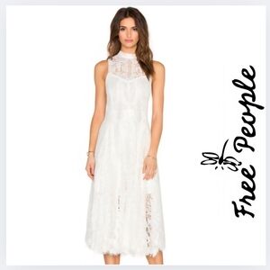 {Free People} NWOT Angel Rays Lace Trapeze Midi Dress Size Medium